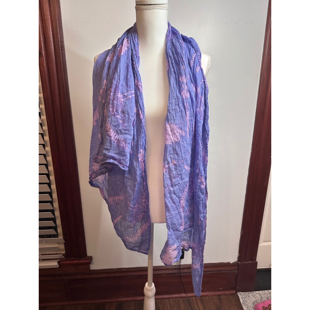 Hazel & Pip RSPB Organic Cotton Botanical Print Scarf Purple Lavender Floral